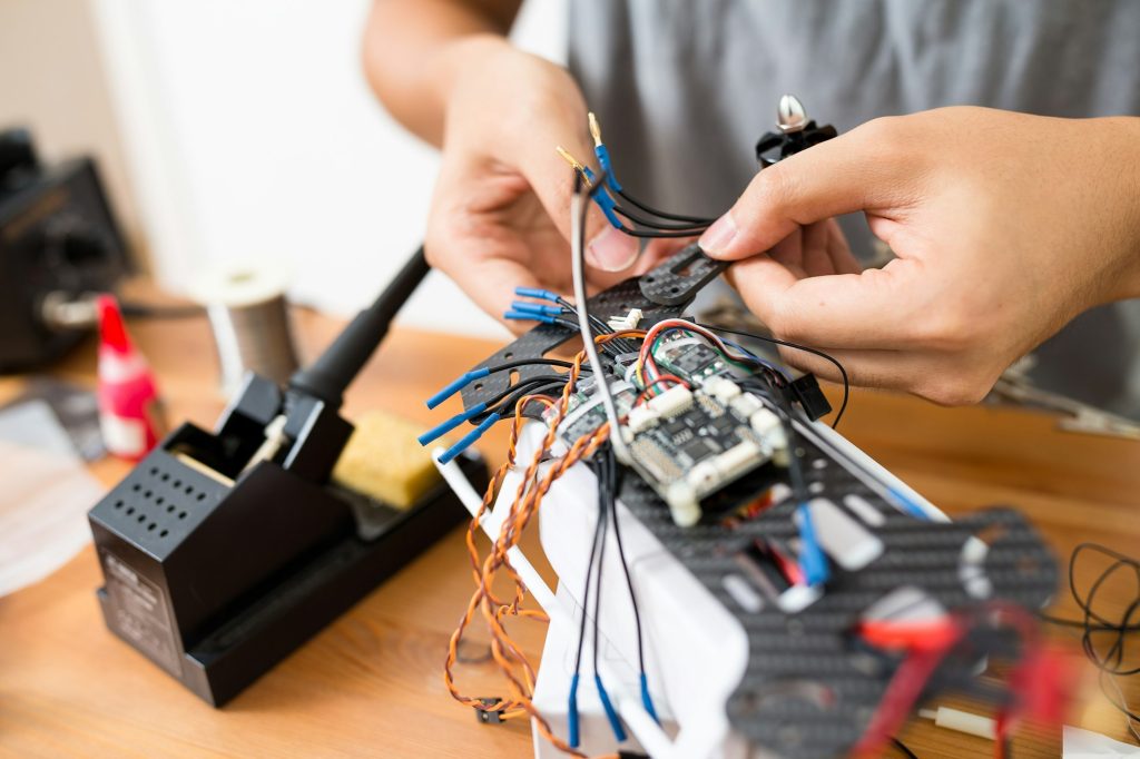 Connecting wire cable on drone