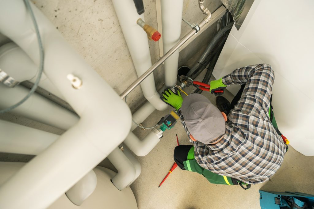 Plumbing Job Performed by Professional Plumber HVAC Technician